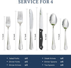Astercook 24 Piece Stainless Steel Silverware Set for 4 – Flatware Set with Steak Knives
