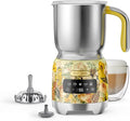 Hazel Quinn Milk Frother - Hot and Cold Detachable Milk Frother with Adjustable Temperature & Foam Thickness, Dishwasher Safe, for Latte/Cappuccino/Hot Chocolate, 400ML (13.5oz) - Floral Printed