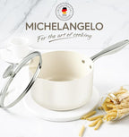 MICHELANGELO 1 Quart Saucepan with Lid, Nonstick Sauce Pan with Non-Toxic Ceramic Coating, Cream Sauce pan, 1 Qt Saucepans, Oven Safe