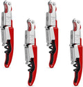 CORKAS Wine Key - Professional Handcrafted Heavy Duty Waiter Corkscrew, Compact Wine Opener with Double Hinged, Foil Cutter and Bottle Opener, Gifts for Severs, Sommelier, Bartenders (4Pack-Red)