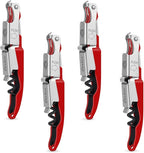 CORKAS Wine Key - Professional Handcrafted Heavy Duty Waiter Corkscrew, Compact Wine Opener with Double Hinged, Foil Cutter and Bottle Opener, Gifts for Severs, Sommelier, Bartenders (4Pack-Red)
