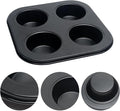 4 Cup Muffin Pan Mold - Non-Stick Cupcake Baking Tray/Tin - Carbon Steel Cake Mould For home, cafe bar and restaurant (Black)