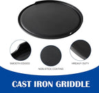 2-in-1 Cast Iron Griddle for Oklahoma Joe's 7577447P04 Charcoal Grill, 18 inch Non-stick Griddle Pan for Outdoor Weber, Nexgrill, Kamado, Big Green Egg 18 & 22 inch Charcoal Kettle Grill Accessories