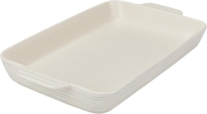 Pyrex 4QT (10" x 15") Rectangular Ceramic Baking Dish, Casserole Dish with Handles, Oven Safe and Durable Bakeware
