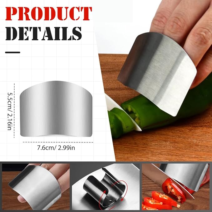 Stainless Steel Finger Hand Protector, 2025 New Finger Guard Protector Finger Guards for Cutting Food, Premium Slicing Tool Finger Protector Kitchen Tools for Chopping Vegetables Meat (2)