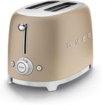 SMEG 2 Slice Toaster with 6 Presets and Defrost Function and Removable Crumb Tray TSF01CHMUS, Matte Champagne