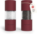 LARS NYSØM Salt and Pepper Grinder Set, Manual Salt and Pepper Mills with Adjustable Ceramic Grinder, Design Spice Shaker Set (Berry Red)