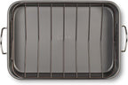 Glad Roasting Pan Nonstick 11x15 - Heavy Duty Metal Bakeware Dish with Rack - Large Oven Roaster Tray for Baking Turkey, Chicken, and Veggies