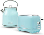 Haden Heritage 1.7 Liter Stainless Steel Electric Tea Kettle with Heritage 2 Slice Wide Slot Stainless Steel Bread Toaster, Turquoise