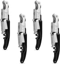 CORKAS Wine Key - Professional Handcrafted Heavy Duty Waiter Corkscrew, Compact Wine Opener with Double Hinged, Foil Cutter and Bottle Opener, Gifts for Severs, Sommelier, Bartenders (4Pack-Black)