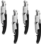 CORKAS Wine Key - Professional Handcrafted Heavy Duty Waiter Corkscrew, Compact Wine Opener with Double Hinged, Foil Cutter and Bottle Opener, Gifts for Severs, Sommelier, Bartenders (4Pack-Black)