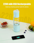 EASEHOLD Portable Personal Blender for Smoothies Shakes, Fresh Juice Mini Fast Blender on the go with 6 Blades, Rechargable Single BPA Free for Sport, Kitchen, Travel,Camping (Blue)