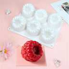6 Cavity Large Raspberry Mousses Cake Mold Food Grade Silicone Chocolate Dessert Baking Mould Family Gathering Bakeware