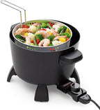 Presto 8-Quart Big Kettle, Steamer and Deep Fryer Multi-Cooker, Black