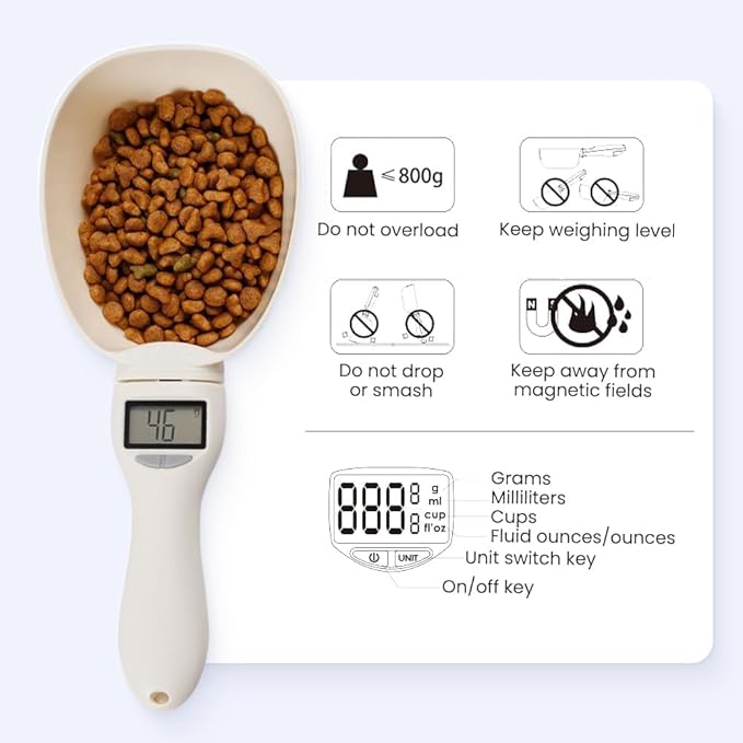 Electronic Digital Measuring Spoon, Food Scales for Kitchen 800g / 0.1g High Precision with LCD Screen, Display Electronic Measuring Spoon for Daily Meals and Kitchen Gadgets