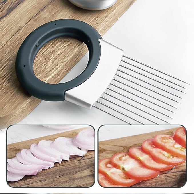 Onion Holder for Slicing, Stainless Steel Onion Slicing Rack, 2026 Upgraded Slicer, Lemon Slicer Vegetable Cutter, Home Kitchen Tools, Fruit, Lemon Slice Aids (1pc)