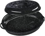 Granite Ware 15-Inch Covered Oval Roaster, 10 Lb Capacity - Enamel Steel Cookware, Dishwasher Safe & PFOA-Free, Even Heat Distribution for Roasting Poultry, Meat, or Vegetables (Speckled Black)