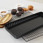 Tosnail 2 Pack 14" x 5.75" Non-Stick Quiche Pan Tart Pan with Removeable Bottom Rectangular Pie Baking Pan