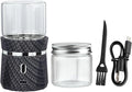Unique Electric Herb Grinder, Small Spice Grinder Electric herb Grinders Mini Size 2x3.5inches with 2pcs 1.7oz/50ml Glass Jar Herb Jar Portable Grinders Rechargeable Automatic herb Grinder