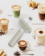 CIRCLE JOY Portable Rechargeable Milk Frother Hanheld, Dual Spring Whisk Electric Coffee Frother Wand Drink Mixer for Matcha Lattes Cappuccino, Kitchen Gifts, Beige