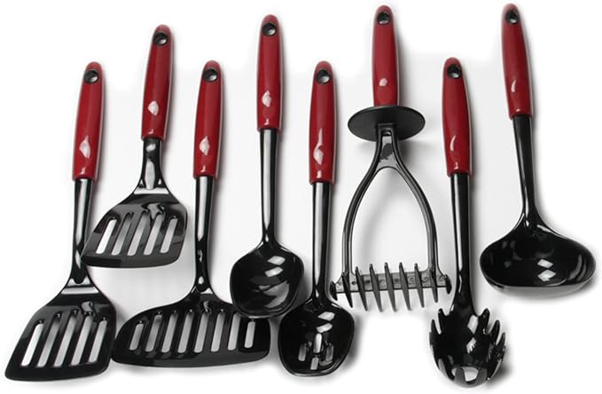 Chef Craft Select Nylon Kitchen Tool and Utensil Set, 8 Piece Set, Red