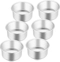 E-far 4 Inch Small Cake Pan Set of 6, Stainless Steel Mini Round Smash Cake Baking Pans Tins, Non-Toxic & Healthy, Mirror Finish & Dishwasher Safe