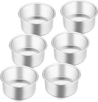 E-far 4 Inch Small Cake Pan Set of 6, Stainless Steel Mini Round Smash Cake Baking Pans Tins, Non-Toxic & Healthy, Mirror Finish & Dishwasher Safe