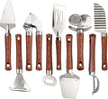 9-Piece Kitchen Tools and Gadgets Set with Wood Imitation Handle BRIIEC Stainless Steel Cooking Utensils Kitchen Accessories Includes Can Opener Garlic Press Peeler