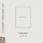 BAKKEN Kitchen Baking Pans - 15.15 x 10.03" Medium Nonstick Sheet, Durable Carbon Steel Cookie Sheet with Red Silicone Handles, PFOA, PFOS, PTFE Free, Oven Safe Tray (Up To 450°F), Set of 1