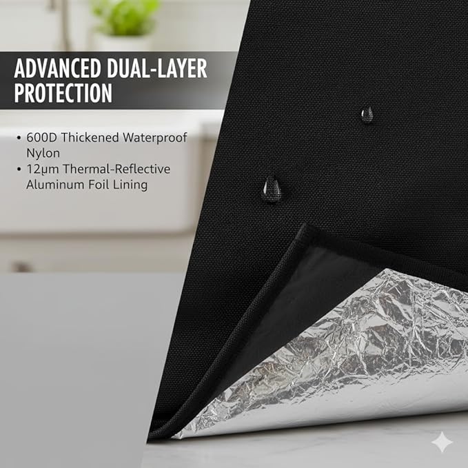 Heavy Duty Convection Oven Cover for Breville BOV900BSS Smart Oven Air Fryer Pro,16.54"Dx21.46"Wx12.4"H, 600D Heat-Resistant Nylon w/Aluminum Foil, Waterproof Dustproof toaster oven Protector
