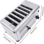 Commercial 6 Slice Toaster, 1680W 110V Commercial Bread Baking Machine with 2 Modes & Timer Function, Stainless Steel Electric Toast Sandwiches Making Tool for Home Kitchen Restaurant Bakery