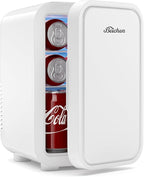BEICHEN Mini Fridge,6 Liter / 8 Can Small Fridge for Bedroom, Car, Office & Dorm, 110V AC/DC Portable Thermoelectric Cooler & Warmer for Skincare, Food, Drinks, White
