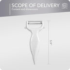 Börner Vegetable Peeler (6-in-1) • Garnishing Peeler with Grater • Multifunctional Peeler for Fruits & Vegetables • Fruit Peeler, Universal Peeler, Potato Peeler • Color: White