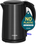 Cosori Electric Kettle, No Plastic Inner Lid, Filter & Spout, Stainless Steel Tea Kettle, Automatic Shut Off & Boil-Dry Protection, Durable Tea Kettle Boiler & Heater, 1.5L/1500W, Black