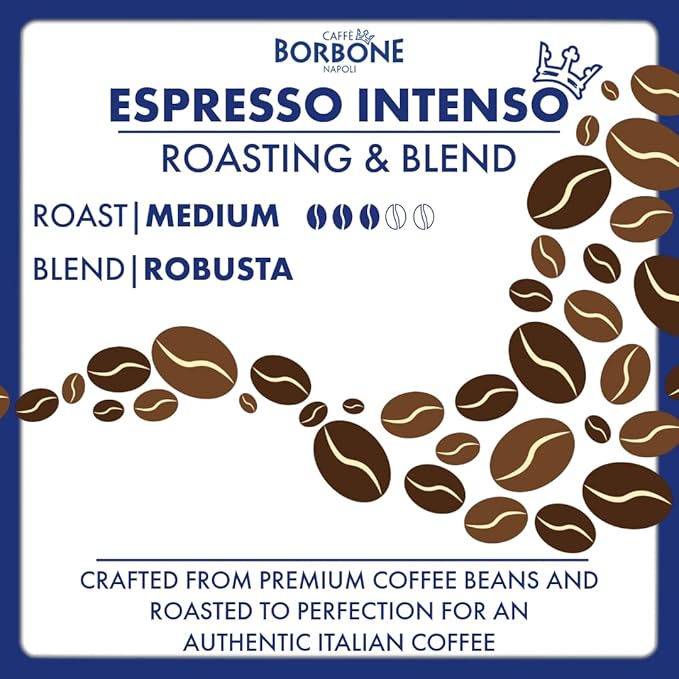 Caffè Borbone Whole Bean Coffee, Medium Roast Robusta Blend, Espresso Intenso, Strong and Creamy Italian Coffee, 2.2 lb Bag