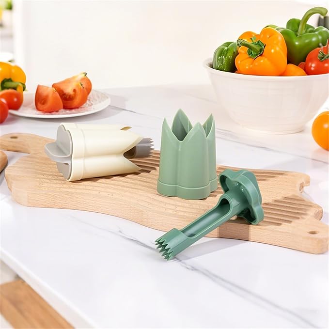 Pepper Corer, 2 in 1 Red Bell Pepper Seed Corer Remover Tool, Fruit & Vegetable Corers Quick Cave Tools for Jalapeno Cutter Deseeder, Red-S, 2 PCS