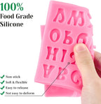 5 PCS Silicone Letter Molds, Non-Stick Number Rose Flower Butterfly Fondant Molds for Chocolate, Candy, Cake Decoration, Cupcake Topper