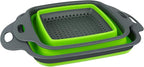 AUAUY 2 PCS Collapsible Colander Set, Square Silicone Folding Colander with Plastic Handles, Eco-Friendly Large Hole Kitchen Strainer for Draining Pasta Vegetables Fruits-1 Large and 1 Small