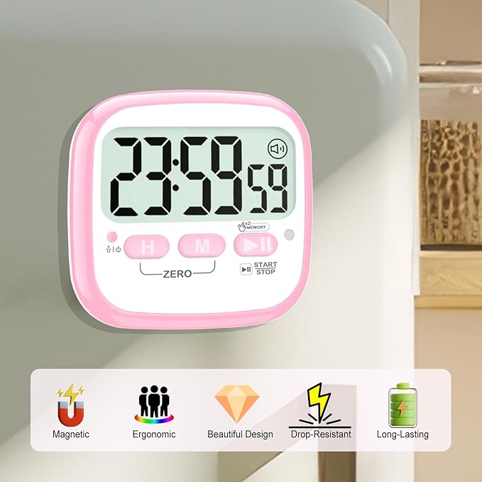 Antonki 2 Pack Classroom Timers for Kids Teachers, Magnetic Countdown Digital Kitchen Timer for Cooking, Study, Exercise, Games, Time Mangement - Loud/Silent Mode - Battery Included