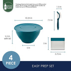 Rachael Ray Tools and Gadgets Kitchen Prep, Garbage Bowl with Lid, Bench Scrape, Veggie Peeler, 4 Piece Food Prep Set - Marine Blue