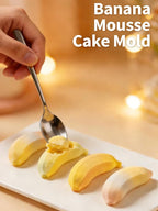 12 Cavity Silicone Banana Molds - Bananas Fruit Shaped Fondant Mold for Chocolate, Candy, Ice Cream, Mousse Cake, Soap, Resin, Lotion Bar, Ice Cube (Banana)