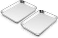 Homikit 2 Pack Baking Sheet, 10 x 8 Inch Stainless Steel Cookie Tray Set for Cooking Toasting, Small Metal Toaster Oven Baking Pan Non Stick, Rustproof & Mirror Finish, Dishwasher Safe