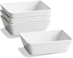 ONEMORE Small Baking Dish, Rectangle Ceramic Baking Dish for Oven, Individual Casserole Dishes for Toaster Oven, 5x7 Small Deep Lasagna Baking Dish, Oven Safe, 1-2 Person Baking Dishes Set of 4, White