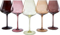 Terracotta Mars Collection Colored Crystal Wine Glass Set of 5, Gift For Him, Mom Dad Friend - 20 oz Glasses, Unique Italian Style Tall Drinkware - Red & White, Beautiful Glassware