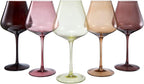 Terracotta Mars Collection Colored Crystal Wine Glass Set of 5, Gift For Him, Mom Dad Friend - 20 oz Glasses, Unique Italian Style Tall Drinkware - Red & White, Beautiful Glassware