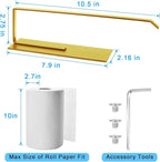 Gold Paper Towel Holder, Magnetic Paper Towel Holder for Fridge, Toilet Paper Roll Holder Magnet Towel Rack Wall Mount Fridge Organizer for Paper Towels Rolls Bathroom Pantry RV Kitchen Storage Golden