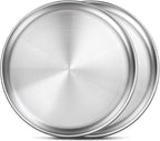 12 Inch Stainless Steel Pizza Pan Set of 2, Pizza Pan for Oven, Steel Pizza Tray for Baking Cookie Pie Cake, Round Stainless Steel Pizza Plate Pizza Baking Sheet, Easy Clean & Dishwasher Safe