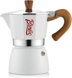Bincoo Espresso Maker Stovetop, Moka Pot 3 Cups, Espresso Pot Classic Italian Coffee Maker,Single Safety Valve (White, 3 Cup)