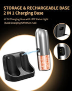 Gravity Electric Salt and Pepper Grinder Set with Rechargeable Base, 2-Speed Grinding Control Stainless Steel Pepper Mill Set with Adjustable Coarseness, LED Light & 176ml Large Capacity