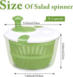 Large Salad Spinner with Lid, 5 Qt Capacity, Manual Vegetable Dryer with Double-Lock Handle, Quick and Easy Multi-Use Lettuce Spinner, Vegetable Dryer, Fruit Washer